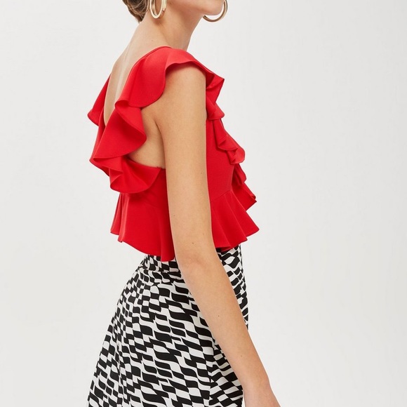 Topshop red frill crop top - Picture 3 of 9
